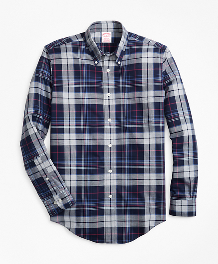Non-Iron Madison Fit Basketweave Plaid