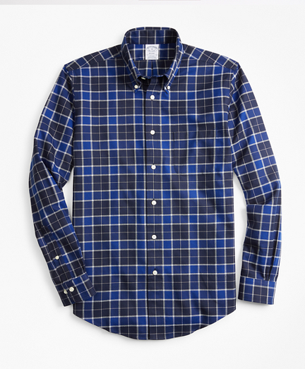Non-Iron Regent Fit Brushed Plaid Sport Shirt