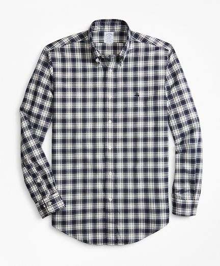 Regent Fit Plaid Brushed Oxford Sport Shirt