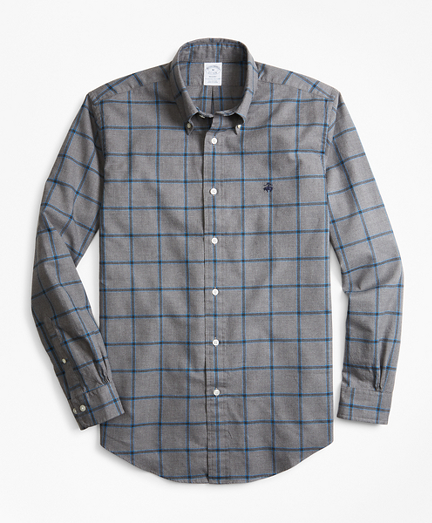 Regent Fit Windowpane Brushed Oxford Sport Shirt