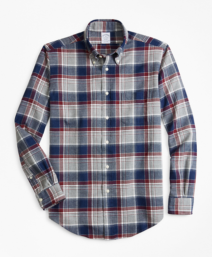 Regent Fit Multi-Plaid Indigo Flannel Sport Shirt