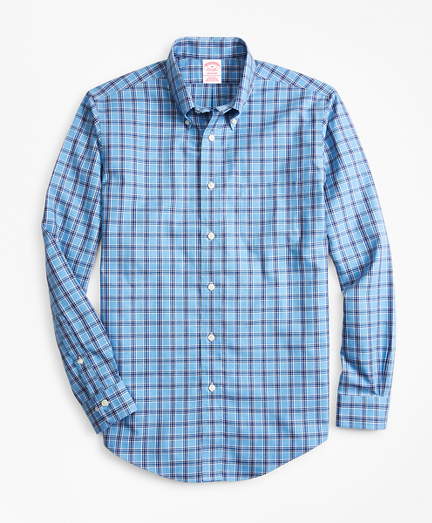 Non-Iron Madison Fit Blue Check Sport Shirt