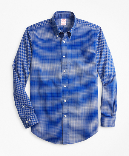 Madison Fit Mini-Windowpane Brushed Oxford Sport Shirt