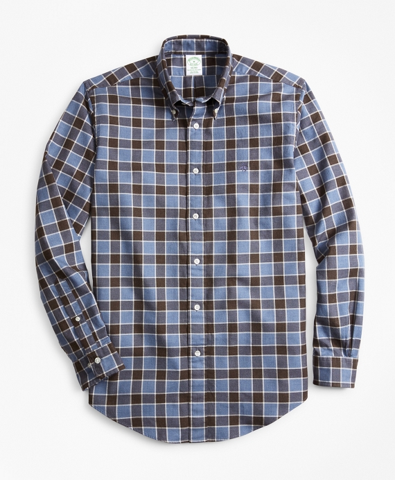 Milano Fit Plaid Brushed Oxford Sport Shirt | Brooks Brothers