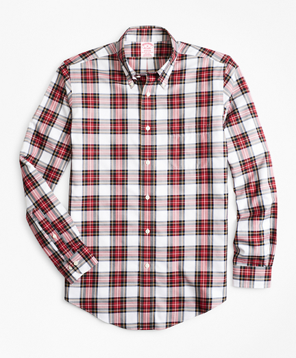 Non-Iron Madison Fit Red Tartan Sport Shirt