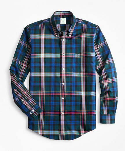 Non-Iron Milano Fit Green Tartan Sport Shirt