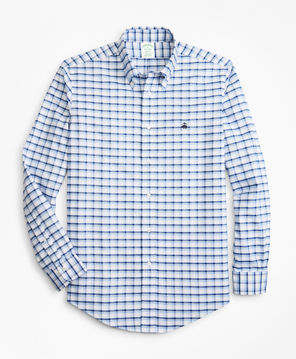 Non-Iron Milano Fit Double-Windowpane Sport Shirt