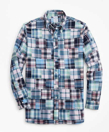 Regent Fit Patchwork Madras Sport Shirt 