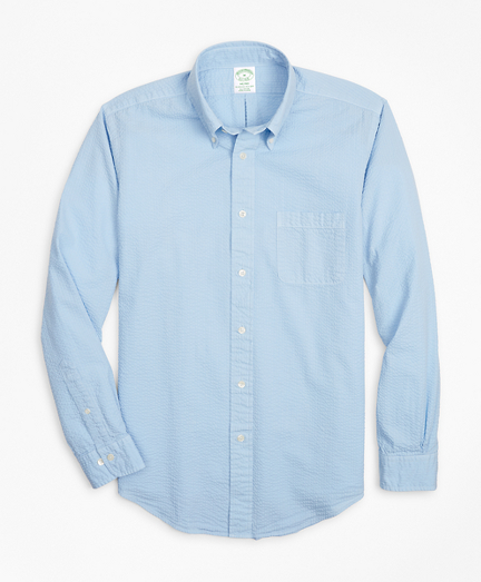 Milano Fit Garment-Dyed Seersucker Sport Shirt