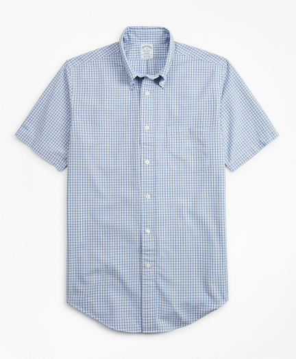 Regent Fit Gingham Seersucker Short-Sleeve Sport Shirt