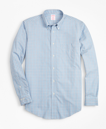 Non-Iron Madison Fit Blue Check Sport Shirt