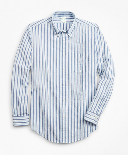 Milano Fit Bold Stripe Seersucker Sport Shirt