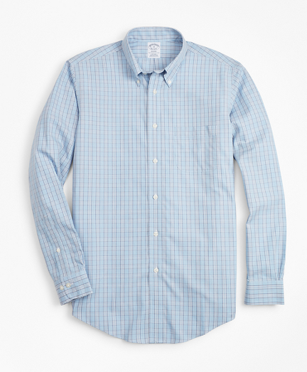 Non-Iron Regent Fit Blue Check Sport Shirt