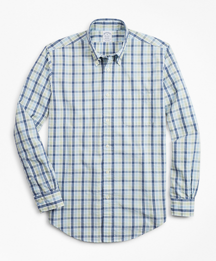 Regent Fit Plaid Seersucker Sport Shirt