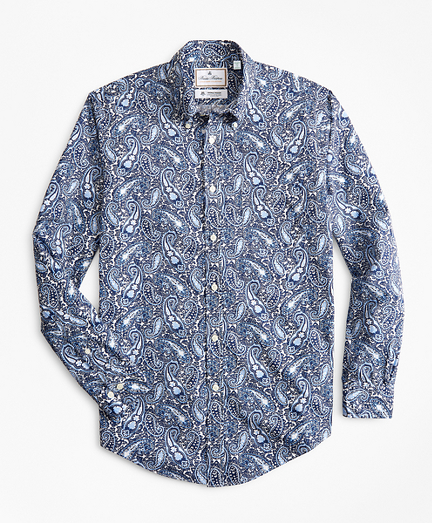 Luxury Collection Milano Slim-Fit Sport Shirt, Button-Down Collar Large Paisley Print