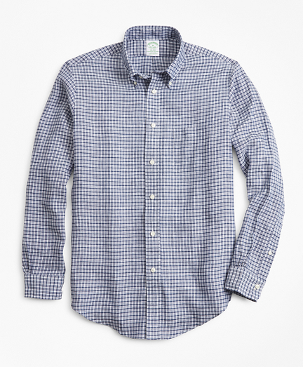 Milano Fit Ground Check Irish Linen Sport Shirt