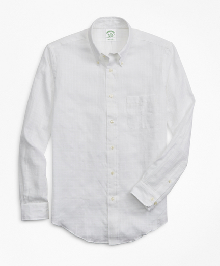 Milano Fit Textured Windowpane Irish Linen Sport Shirt
