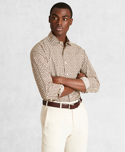 Golden Fleece&reg; Regent Fit Brown Floral Sport Shirt