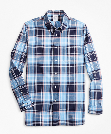 Regent Fit Blue Madras Sport Shirt 