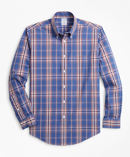 Non-Iron Regent Fit Heathered Plaid Sport Shirt
