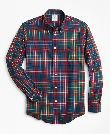 Regent Fit Burgundy Plaid Zephyr Sport Shirt