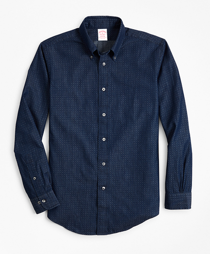 Madison Fit Indigo Micro-Paisley Print Sport Shirt