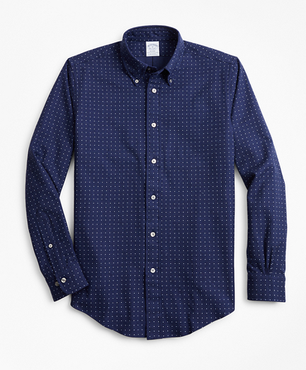 Regent Fit Dot Print Flannel Sport Shirt