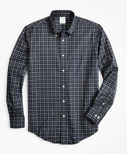 Non-Iron Milano Fit Navy Check Sport Shirt
