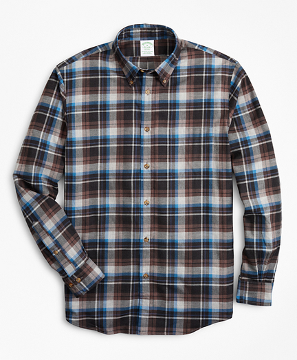Milano Fit Grey Plaid Brushed Flannel Sport Shirt