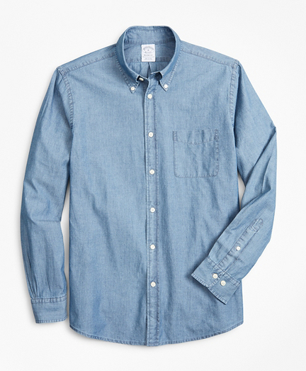 Regent Fitted Sport Shirt, Indigo Chambray