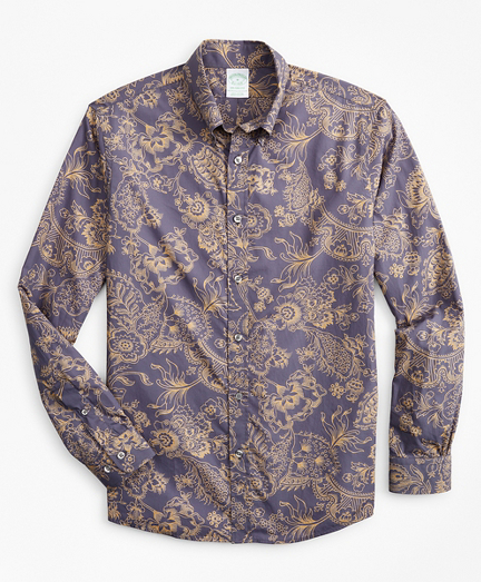 Milano Slim-Fit Sport Shirt, Outline Floral Print