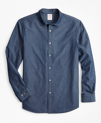 Madison Classic-Fit Sport Shirt, Golf Collar Chambray