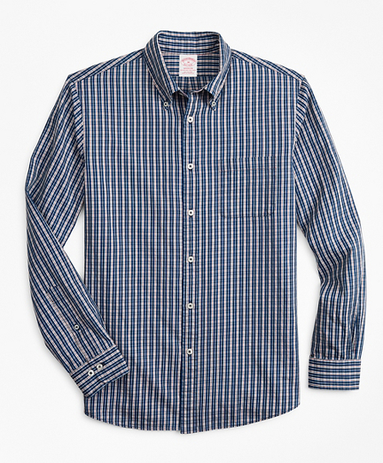 Madison Classic-Fit Sport Shirt, Indigo Micro-Check