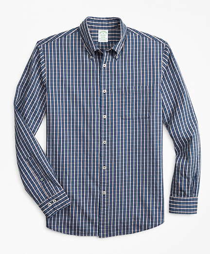 Milano Slim-Fit Sport Shirt, Indigo Micro-Check
