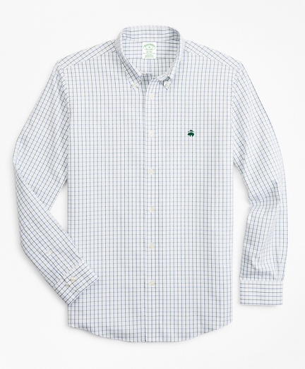 Stretch Milano Slim-Fit Sport Shirt, Non-Iron Windowpane