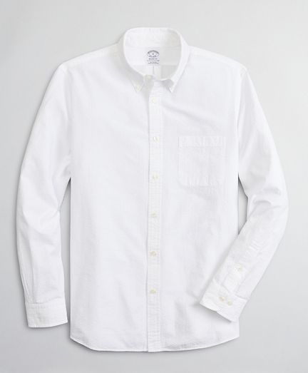 Regent Fitted Sport Shirt, Garment-Dyed Seersucker