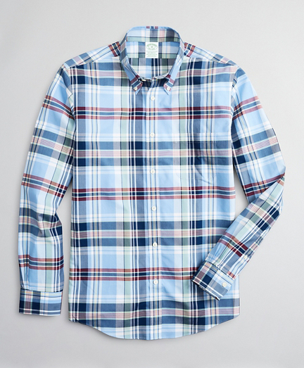 Stretch Milano Slim-Fit Sport Shirt, Non-Iron Multi-Plaid