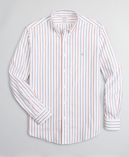 Stretch Regent Fitted Sport Shirt, Non-Iron Stripe