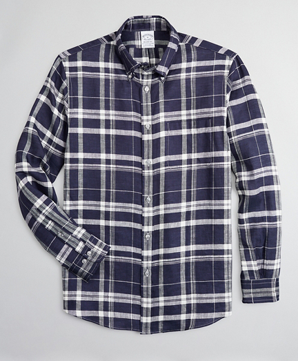 Regent Fitted Sport Shirt, Irish Linen Plaid