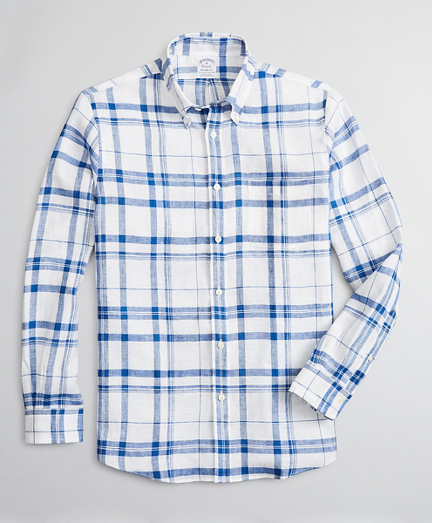 Regent Fitted Sport Shirt, Irish Linen Plaid