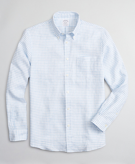 Regent Fitted Sport Shirt, Irish Linen Windowpane