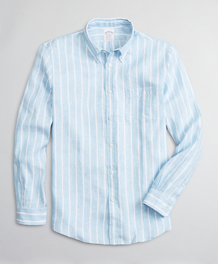 Regent Regular-Fit Sport Shirt, Irish Linen Large Stripe