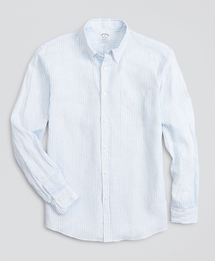 Regent Fitted Sport Shirt, Irish Linen Dobby Stripe