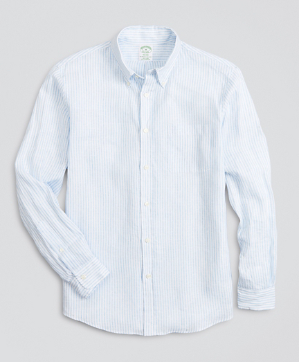 Milano Slim-Fit Sport Shirt, Irish Linen Dobby Stripe