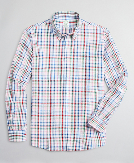Milano Slim-Fit Sport Shirt, Seersucker Multi-Check