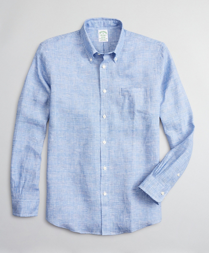 Milano Slim-Fit Sport Shirt, Irish Linen Glen Plaid
