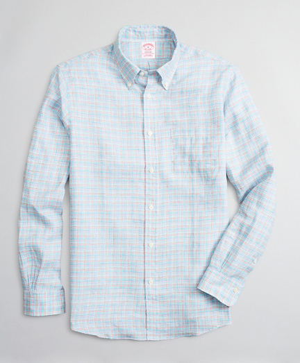 Madison Classic-Fit Sport Shirt, Irish Linen Mini-Check