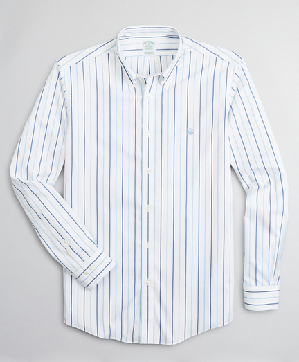Stretch Milano Slim-Fit Sport Shirt, Non-Iron Stripe