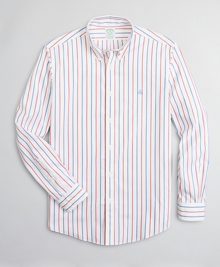 Stretch Milano Slim-Fit Sport Shirt, Non-Iron Stripe