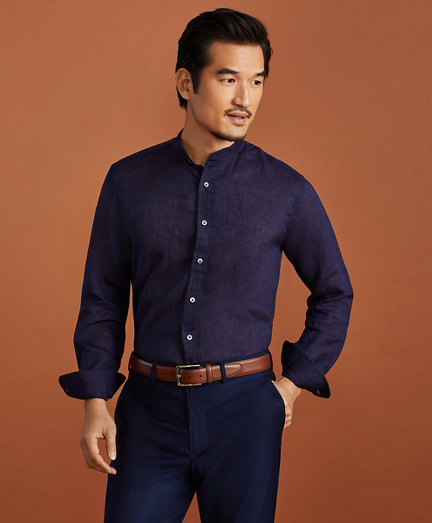 Golden Fleece&reg; Regent Fit Band Collar Linen Sport Shirt